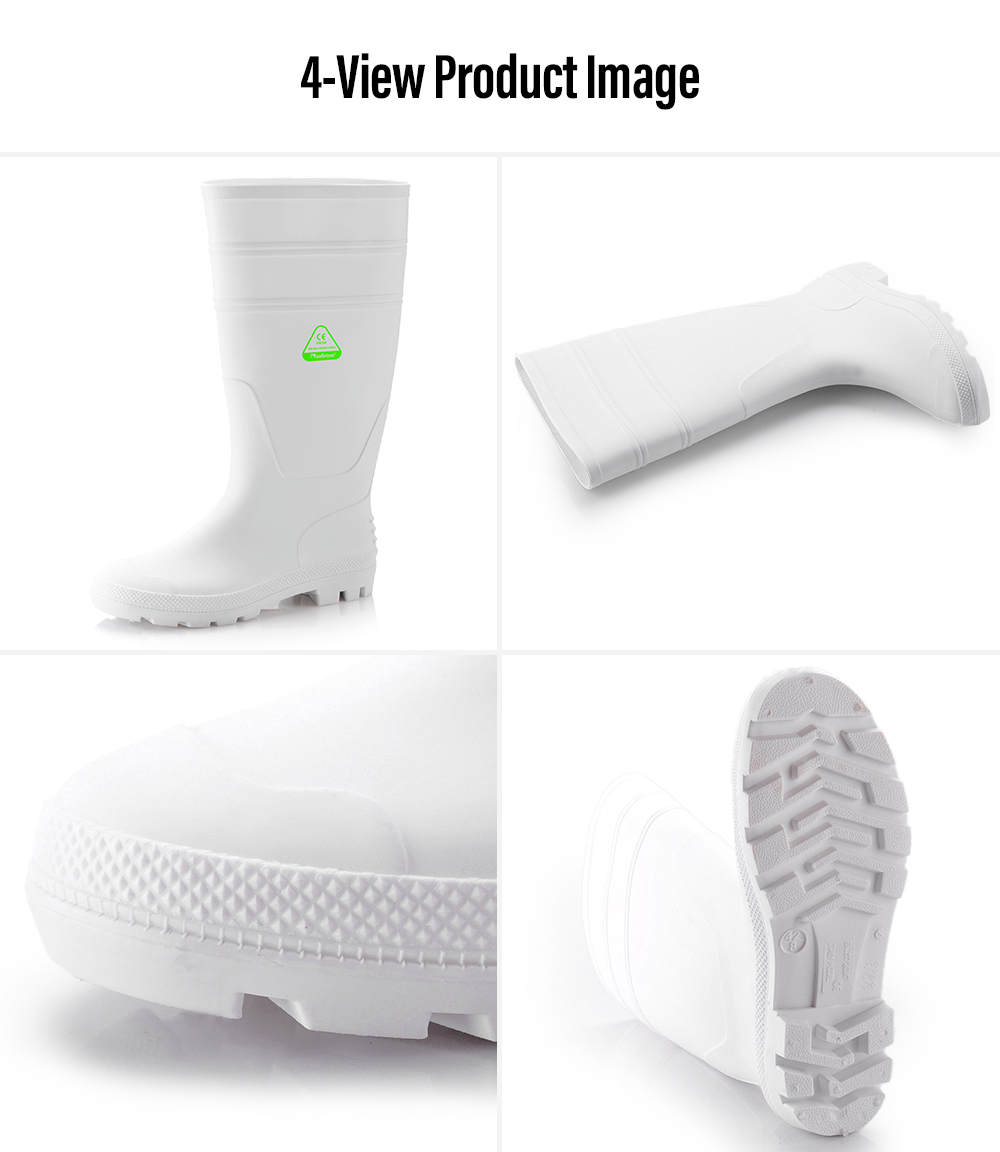 Waterproof PVC Wellington Boots Four-View Display صورة منتج بأربعة عروض لأحذية العمل المقاومة للماء من مادة PVC Wellington