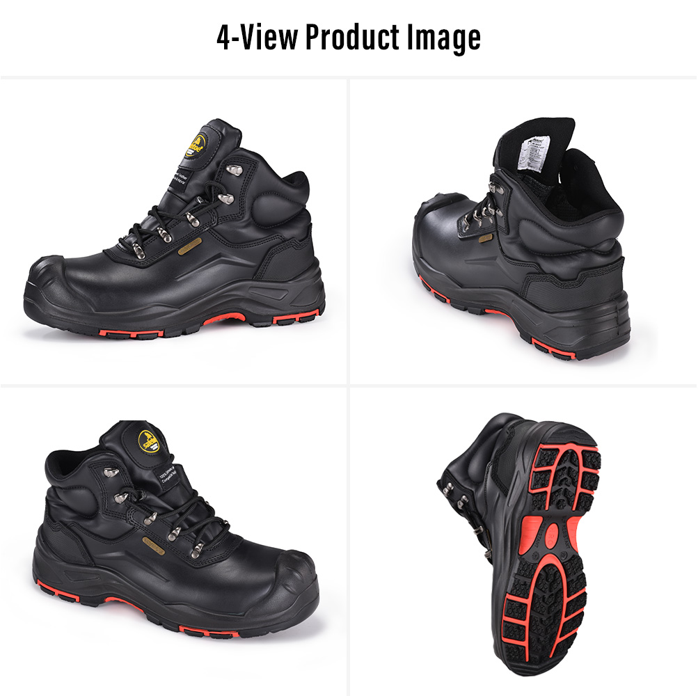 M-8565 Oil Gas Safety Boots 4 views أربعة مناظر لأحذية Safetoe M-8565 المقاومة للماء للزيت والغاز مع مقدمة مركبة