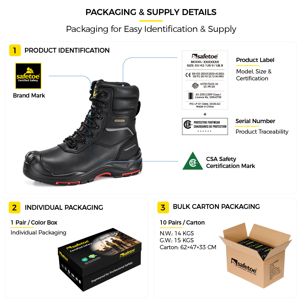 H-9552BK 3M Insulated Composite Toe Work Boots Packaging H-9552BK CSA معتمد من أحذية أمان شتوية مقاومة للماء التعبئة والتغليف