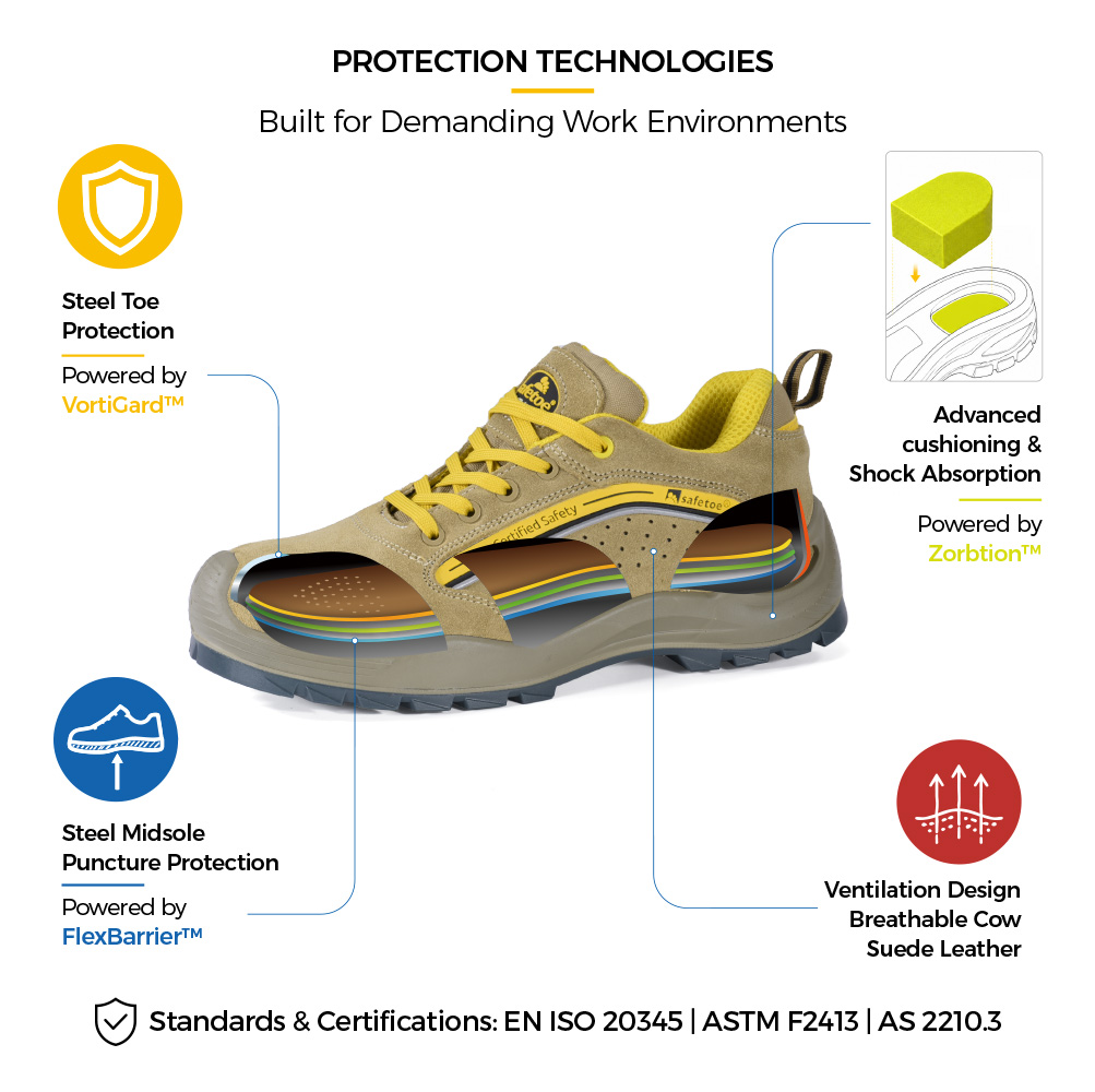 L-7296 Steel Toe Protection and Cushioning Technologies هيكل حذاء الأمان L-7296 بمقدمة فولاذية ونعل أوسط فولاذي مقاوم للثقب وامتصاص الصدمات Zorbtion™
