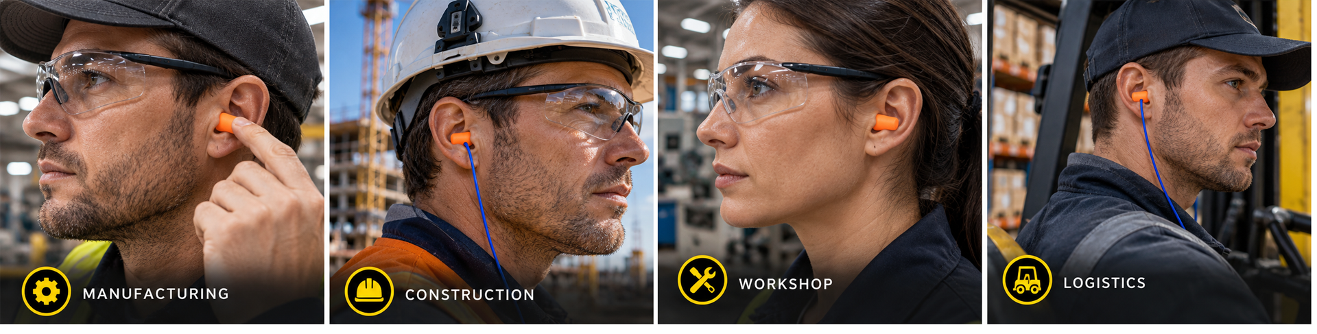 Safety Earplugs for Industrial Hearing Protection سدادات أذن آمنة من Safeyear للتصنيع والبناء وورش العمل والخدمات اللوجستية لحماية السمع