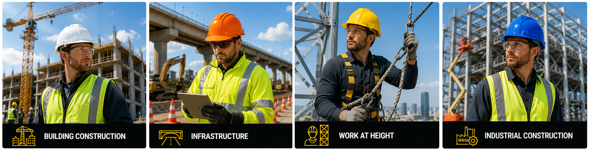 Construction Safety Helmets for Professional Jobsites خوذات سلامة البناء للبناء والبنية التحتية والعمل على ارتفاعات والبناء الصناعي