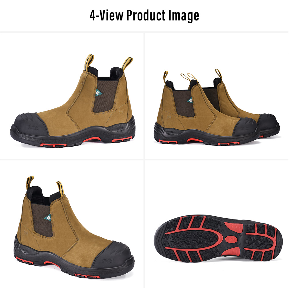 M-8025NB CSA EH Chelsea Safety Boots Multi-View M-8025NB CSA EH أحذية عمل جلدية خالية من المعدن بمقدمة مركبة متعددة الرؤية
