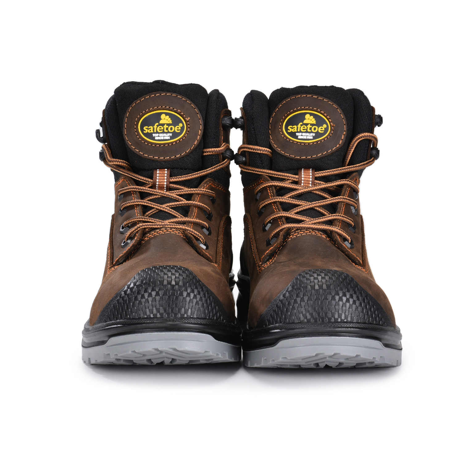 بني داكن زيتي البقرة Nubuck جلد رجالي أحذية العمل مركب اصبع القدم M-8556B