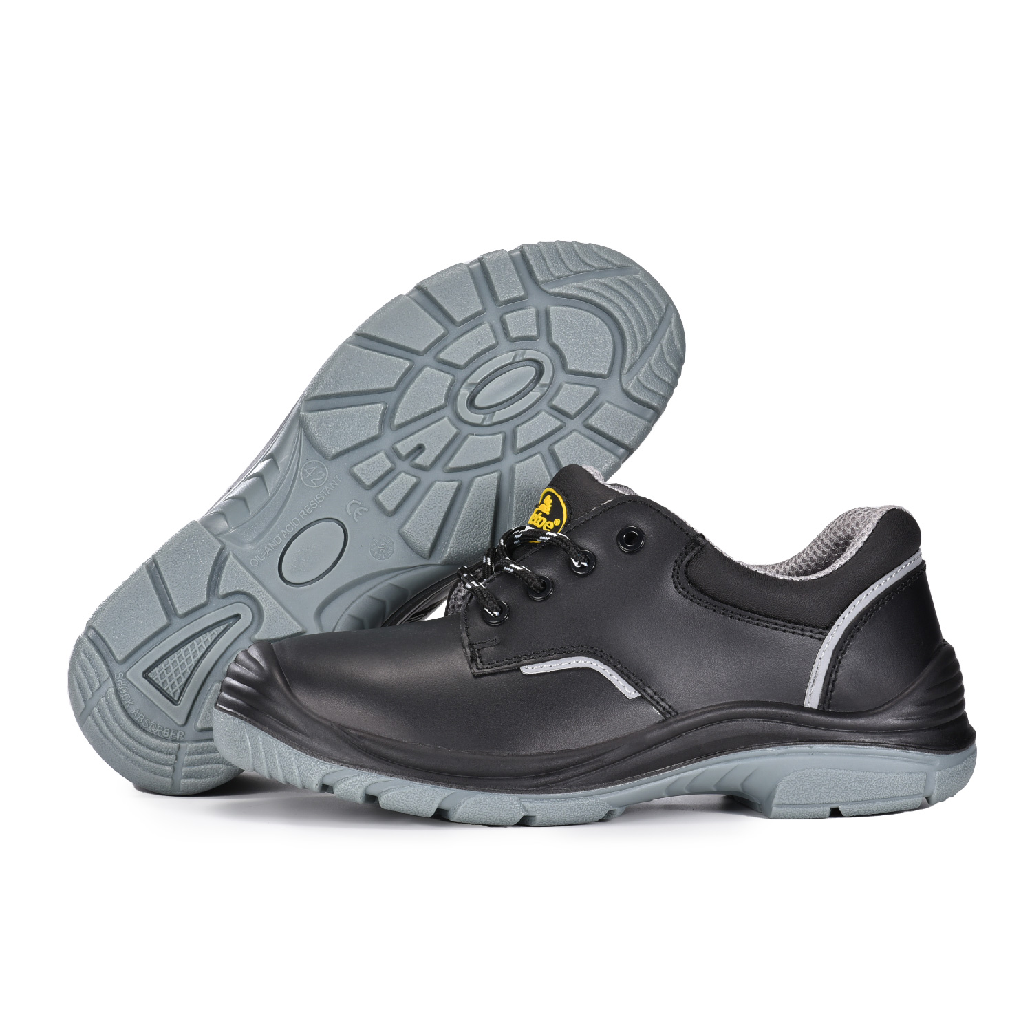 حذاء S3 مصنوع من الجلد الناعم مع غطاء من الصلب لأصابع القدم ولوحة نعل أوسط من الفولاذ L-7163 ناعمة