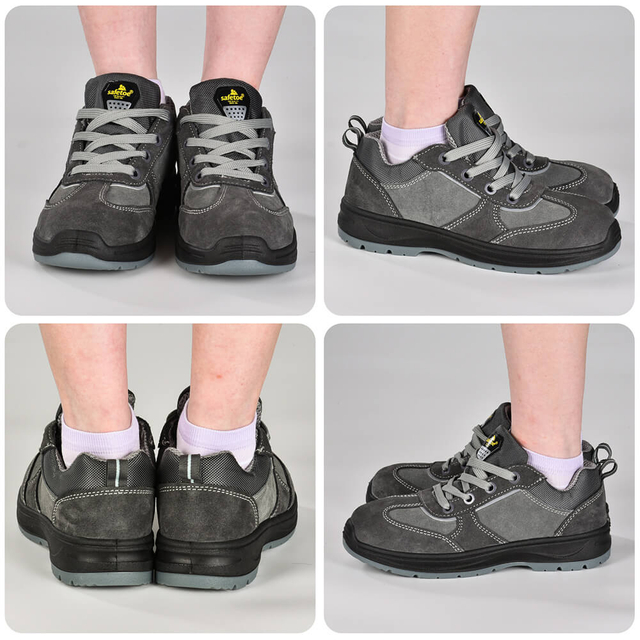 أحذية عمل نسائية من الفولاذ المقاوم للانزلاق مقاومة للانزلاق للنساء L-7508W من جلد الغزال