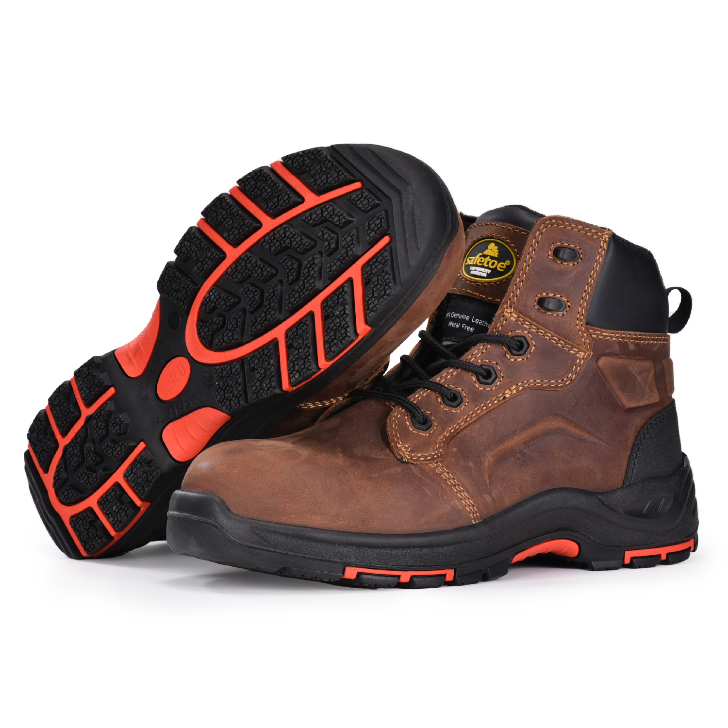 حذاء سلامة رجالي بني متين وواقي من Chukka Work M-8552B