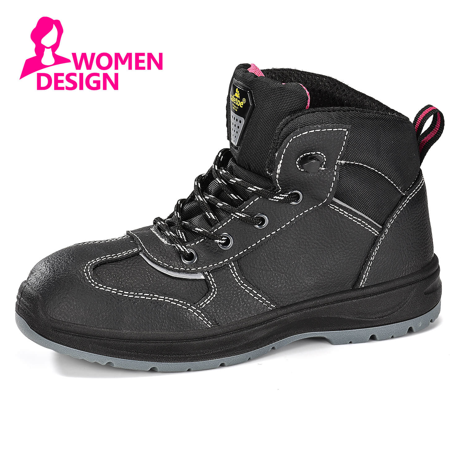 أحذية عمل جلدية سوداء مقاومة للماء للنساء البناء M-8516W