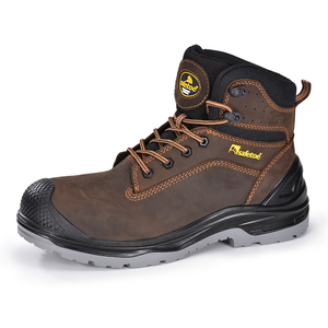 بني داكن زيتي البقرة Nubuck جلد رجالي أحذية العمل مركب اصبع القدم M-8556B