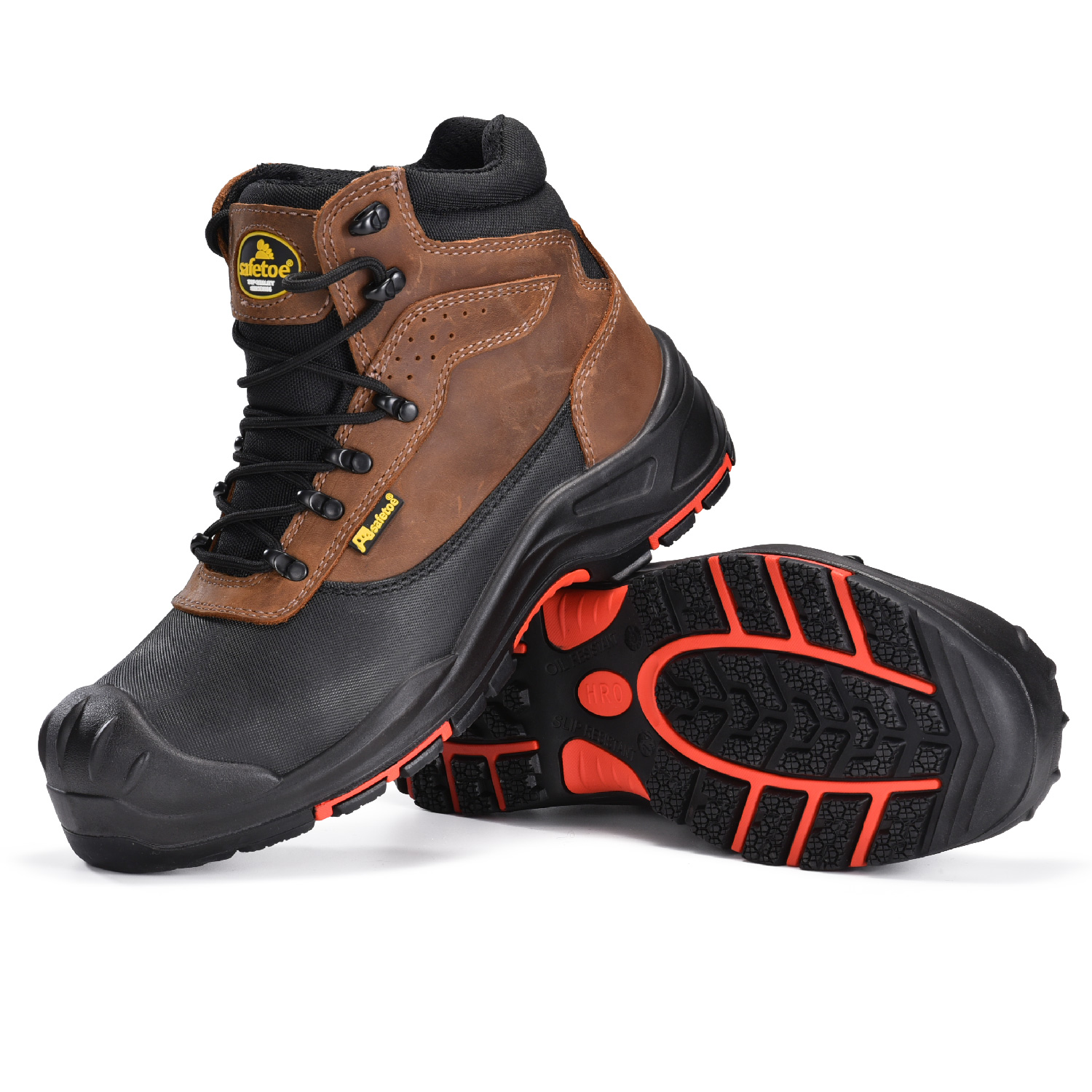 أحذية العمل الأكثر راحة من جلد نوبوك مقاومة للانزلاق مع مقدمة مركبة للرجال M-8562