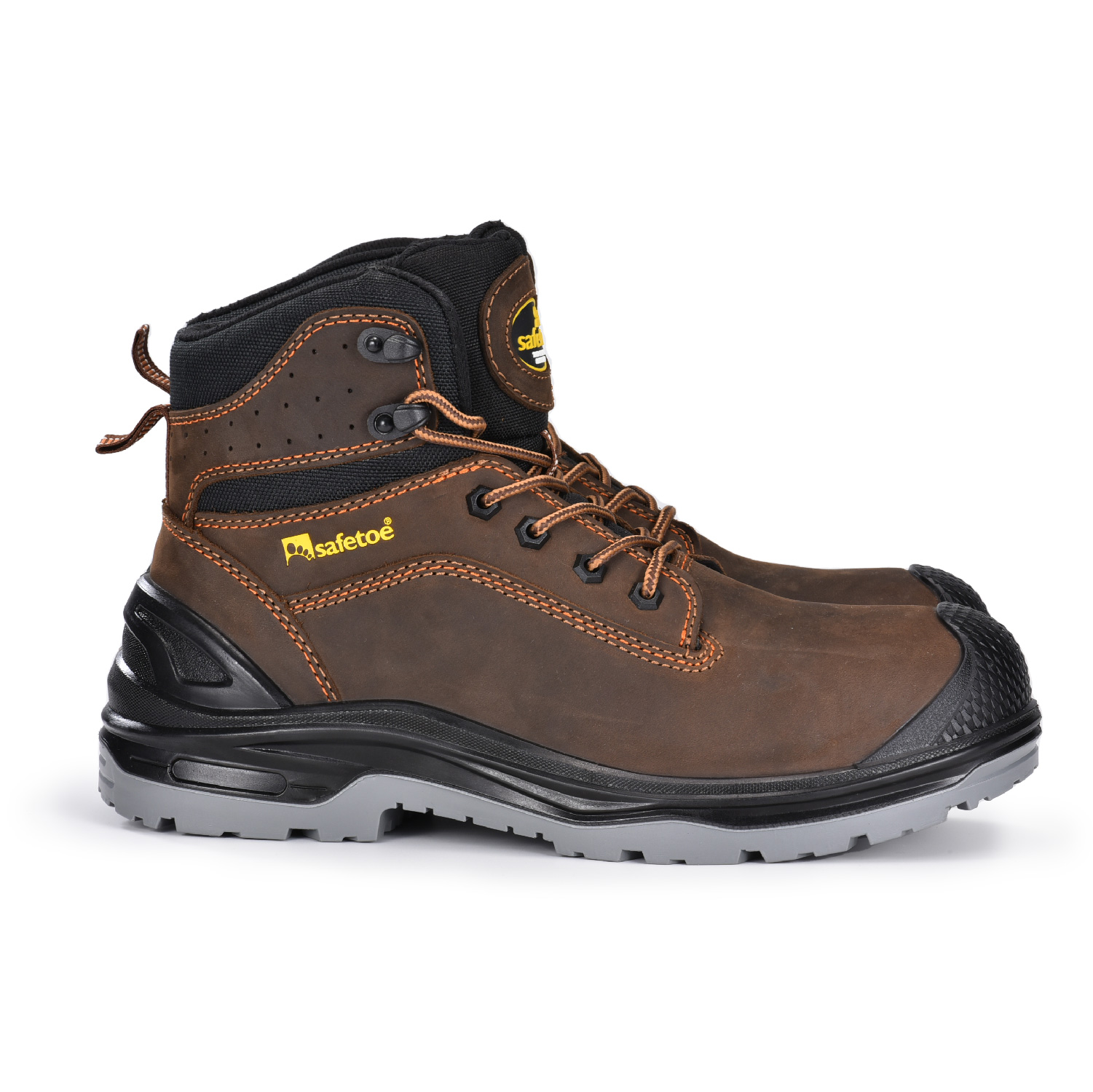 بني داكن زيتي البقرة Nubuck جلد رجالي أحذية العمل مركب اصبع القدم M-8556B