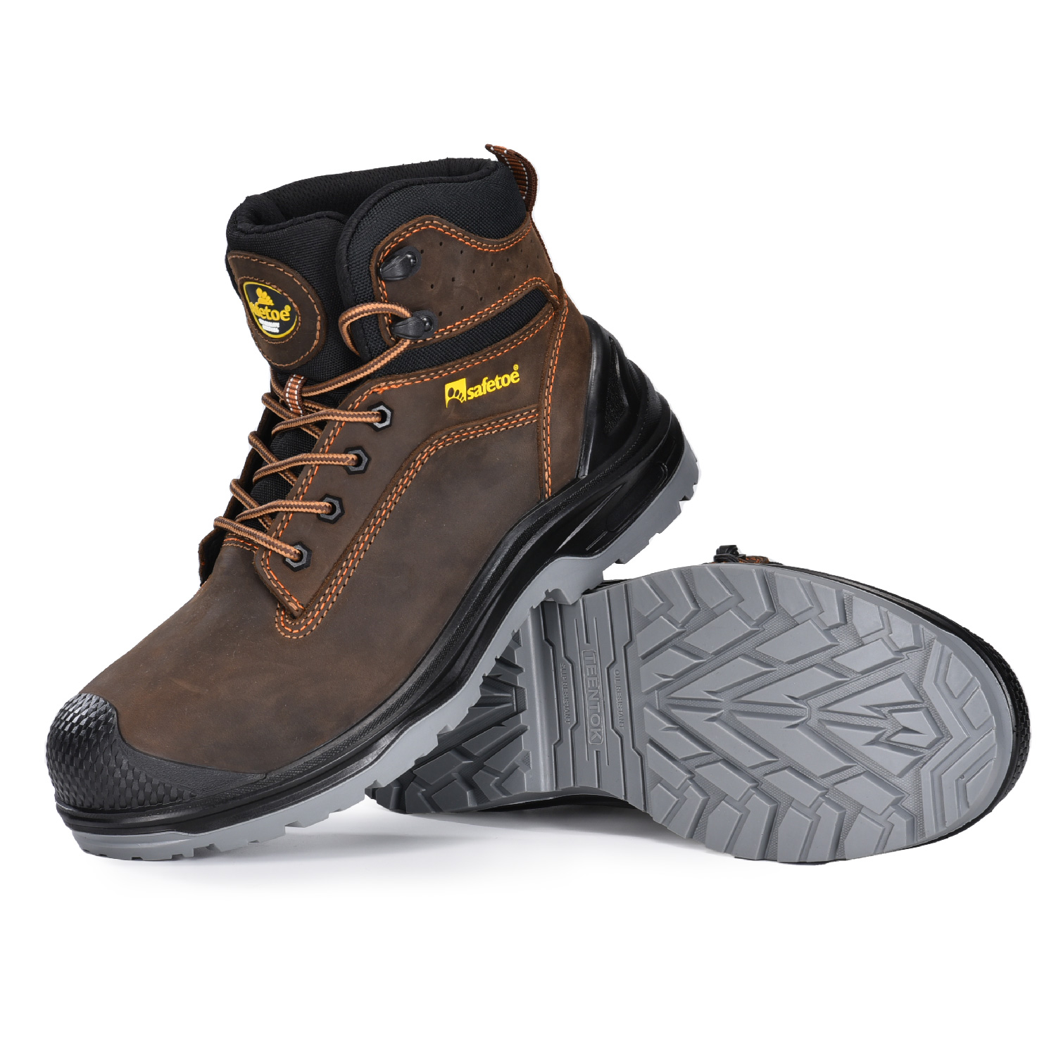 بني داكن زيتي البقرة Nubuck جلد رجالي أحذية العمل مركب اصبع القدم M-8556B