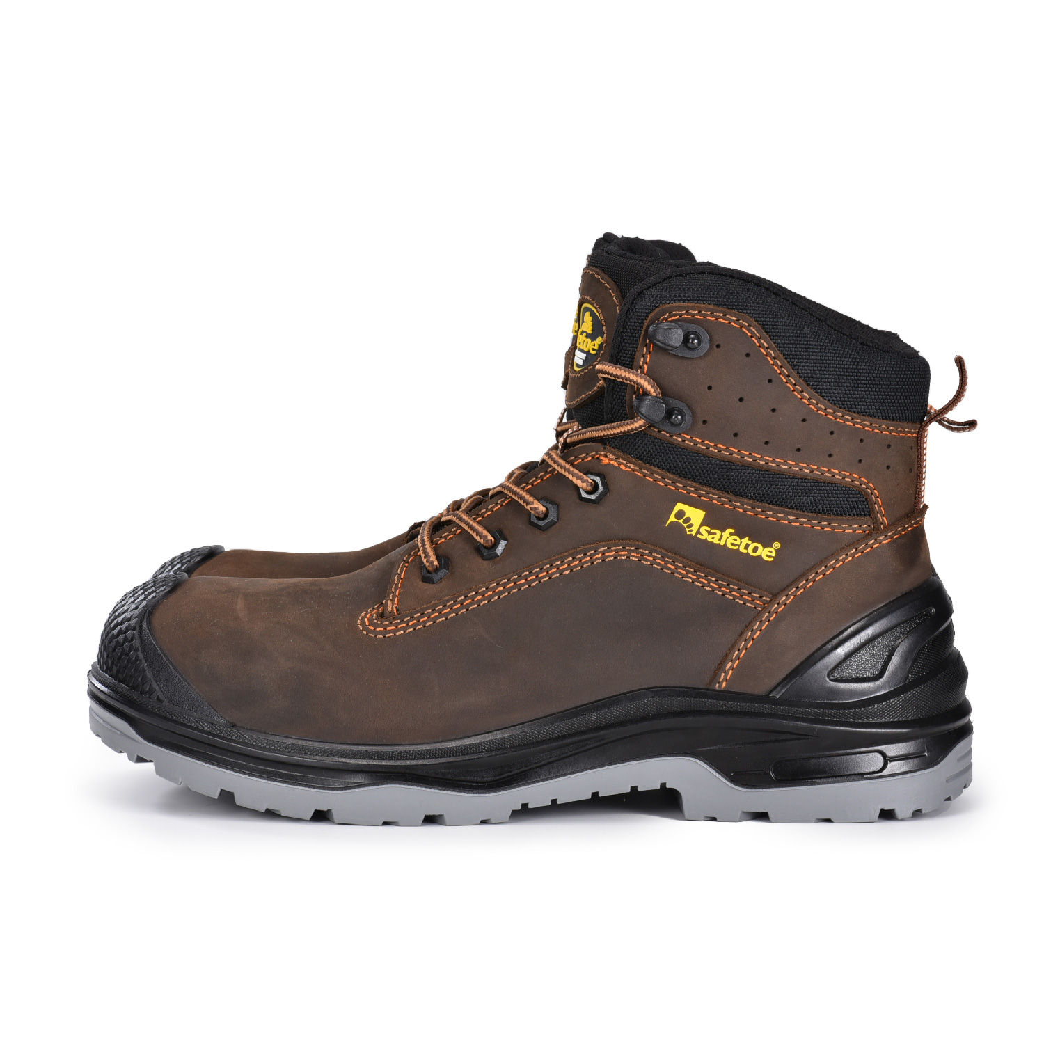 بني داكن زيتي البقرة Nubuck جلد رجالي أحذية العمل مركب اصبع القدم M-8556B