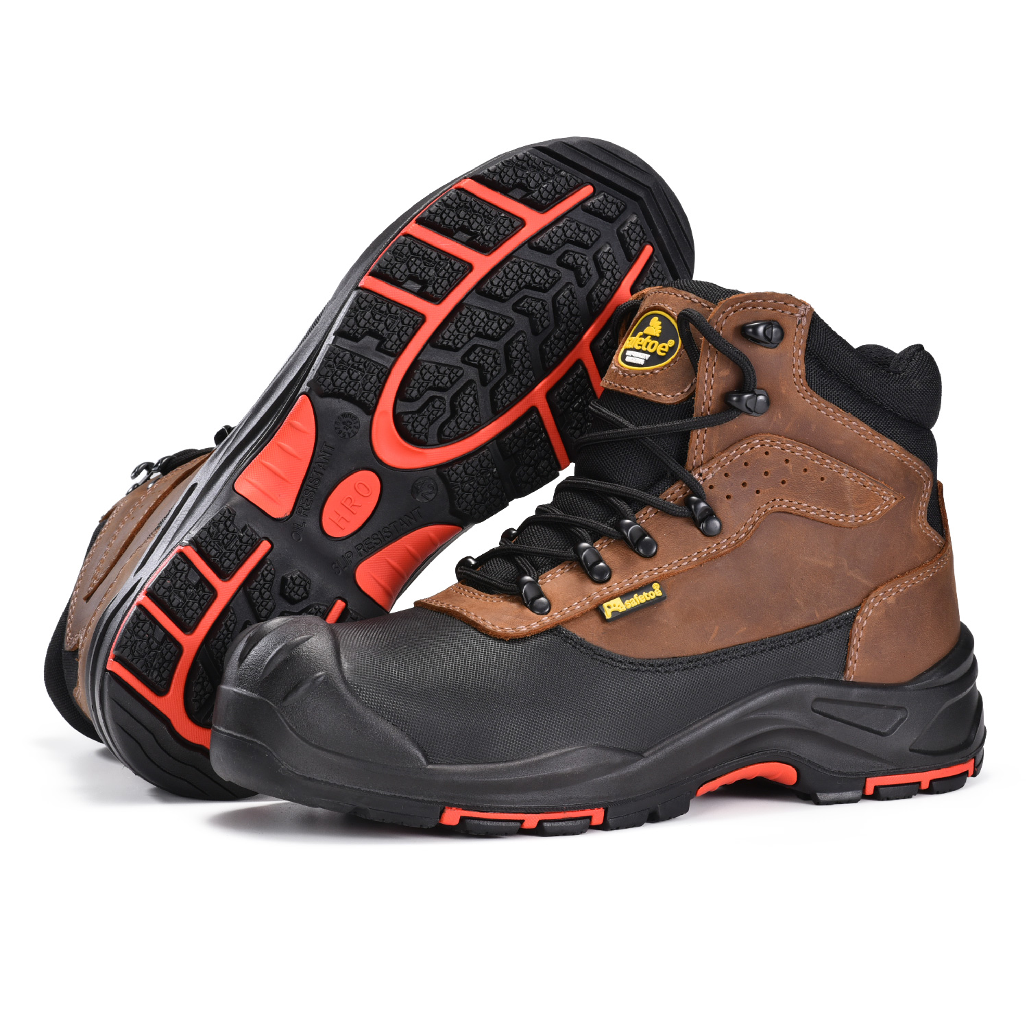 أحذية العمل الأكثر راحة من جلد نوبوك مقاومة للانزلاق مع مقدمة مركبة للرجال M-8562