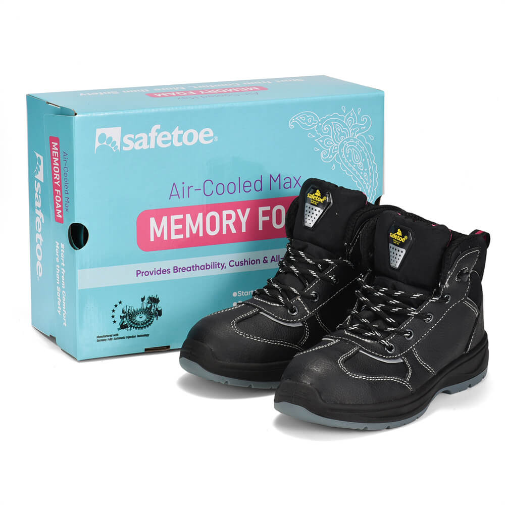 أحذية عمل جلدية سوداء مقاومة للماء للنساء البناء M-8516W