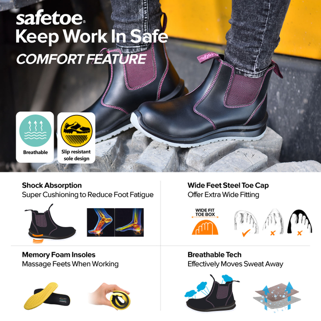 حذاء Safetoe النسائي تشيلسي سهل الارتداء | M-8025FM لونا ووك