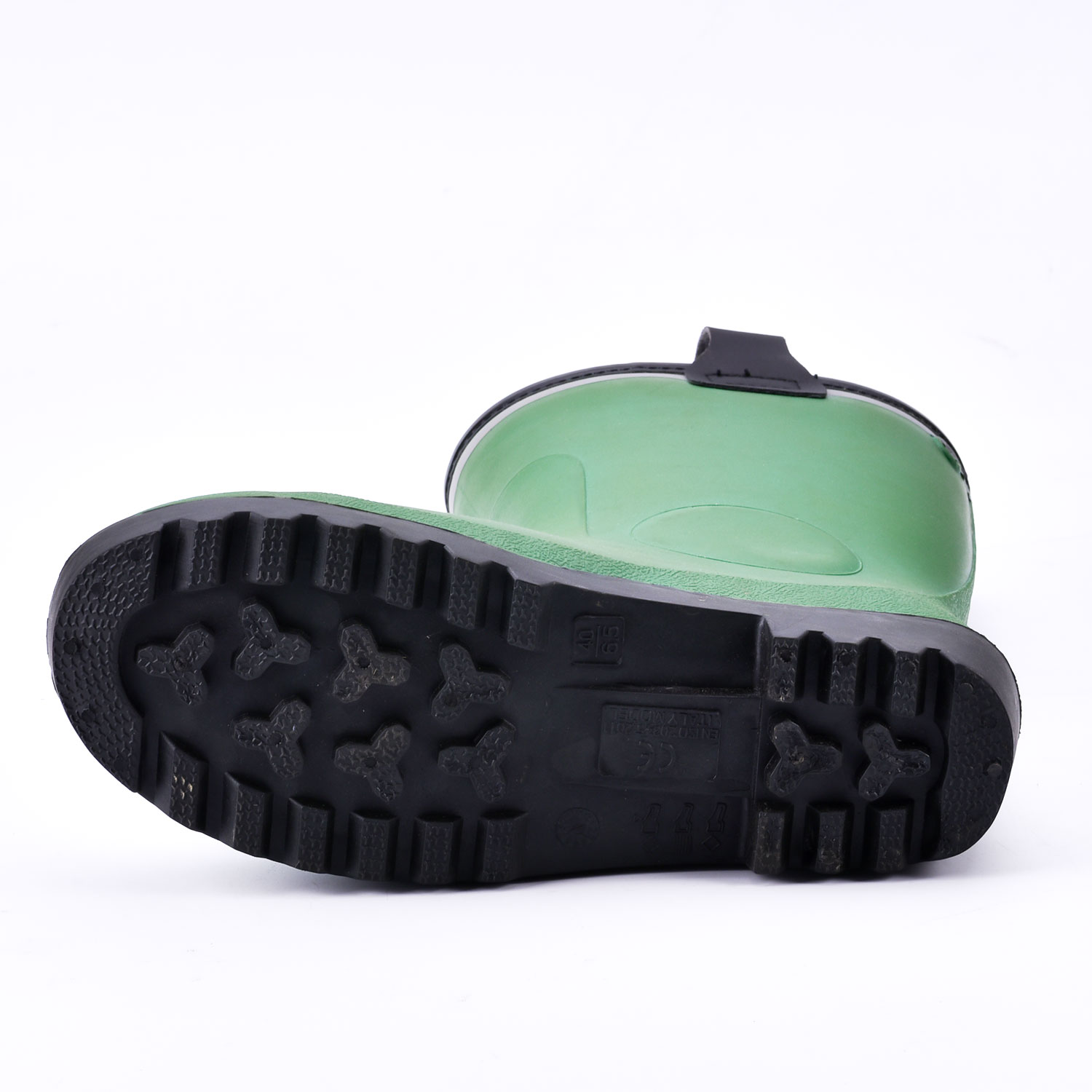 حذاء مطر مبطن بالفراء W-6037 أخضر منخفض