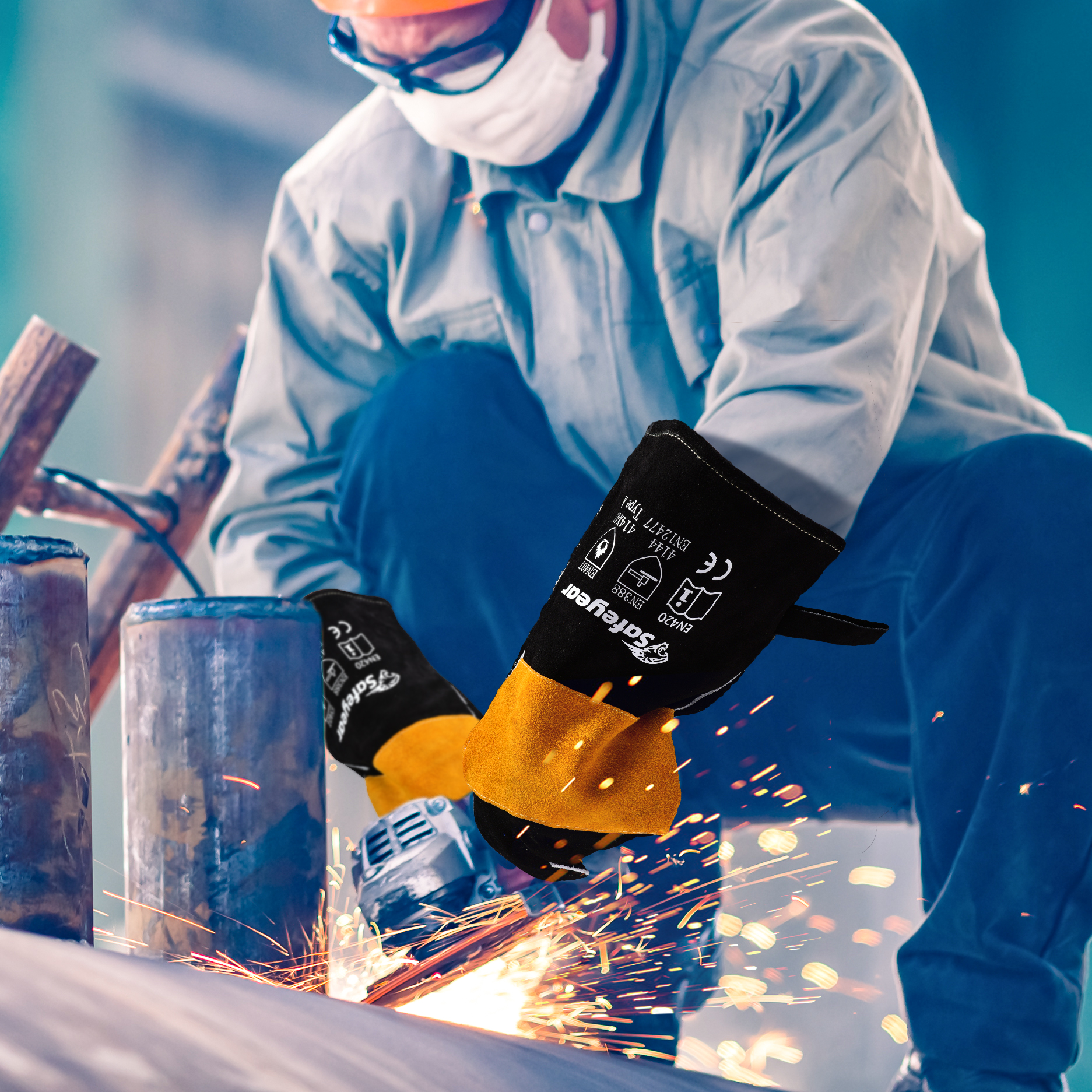 قفازات عمل لحام مقاومة للحرارة FL-1023 أسود