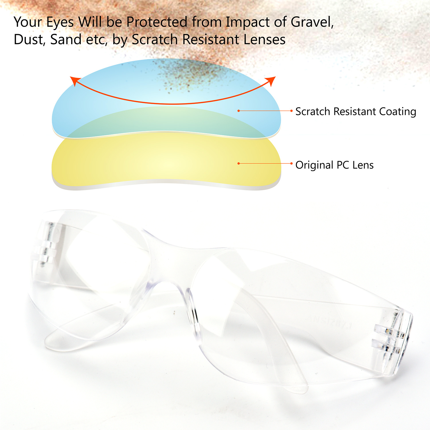 معتمد من شركة Ready Stock ANSI Z87 نظارات السلامة SG001