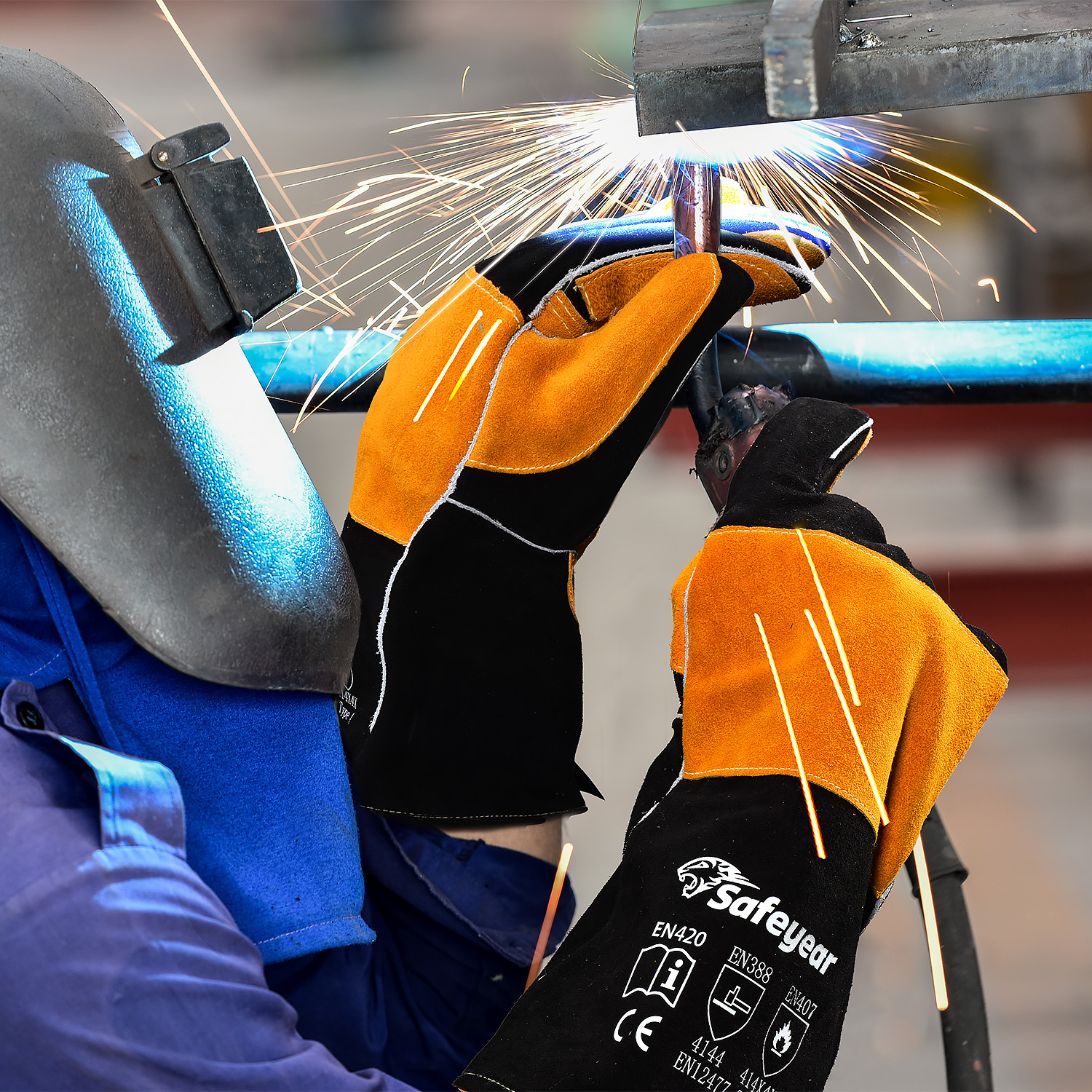 قفازات عمل لحام مقاومة للحرارة FL-1023 أسود