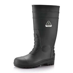 أحذية S5 Safety Wellington - أحذية عمل مقاومة للماء من الفولاذ PVC W-6038 باللون الأسود