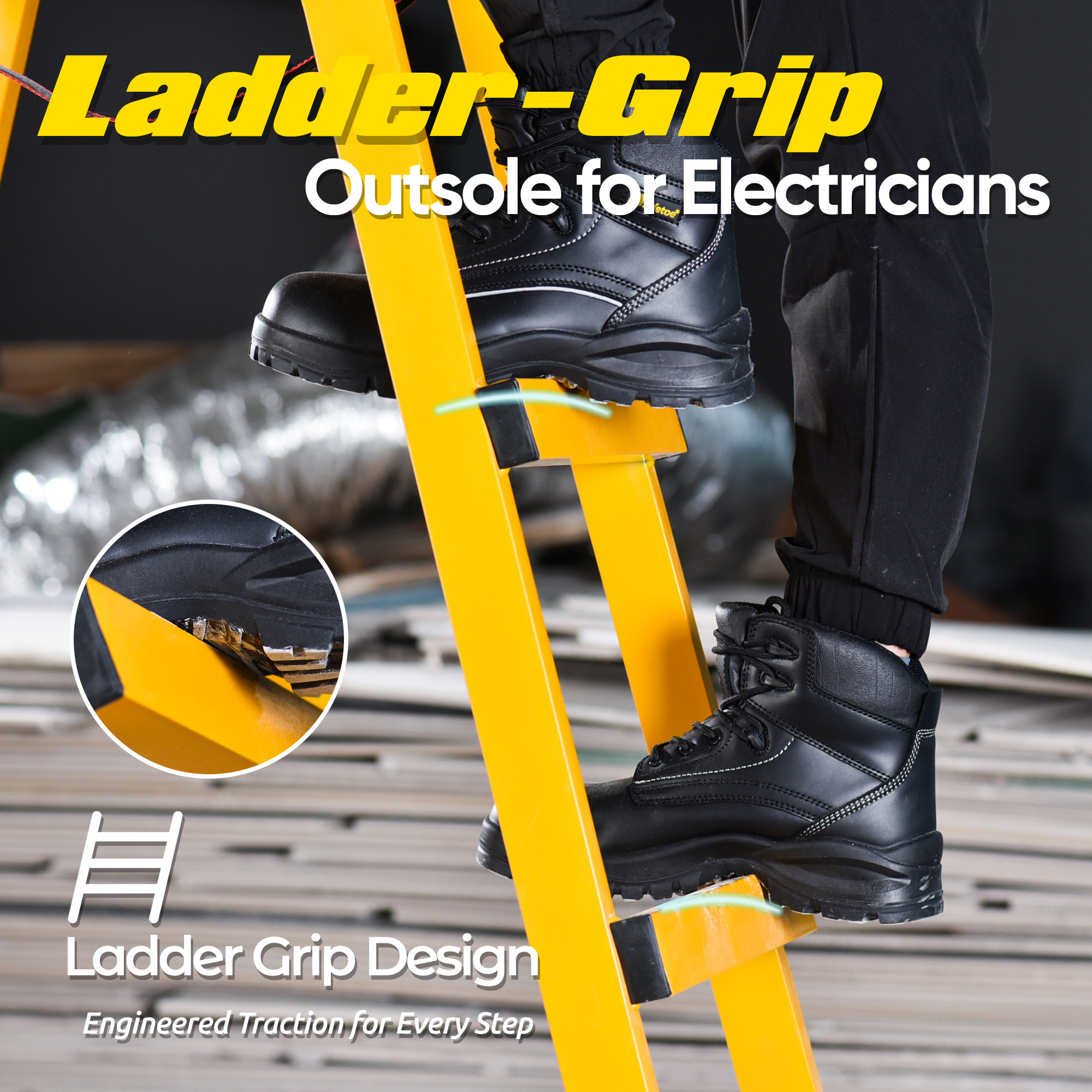أفضل أحذية العمل ذات النعل الخارجي من LG Ladder-Grip ذات تصنيف EH للمخاطر الكهربائية M-8356RBLG VoltLock