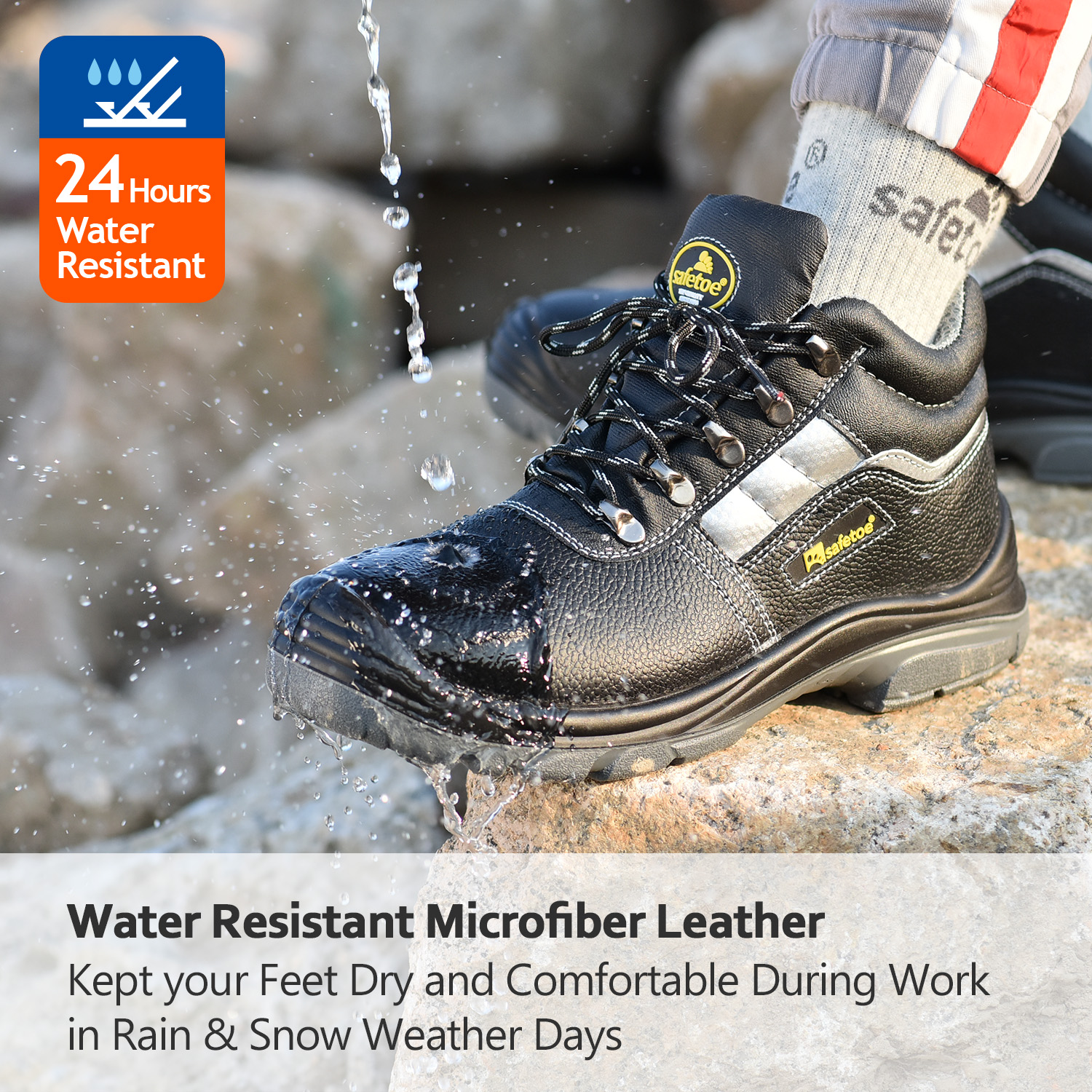 أحذية عمل جاهزة مقاومة للماء من الفولاذ المقاوم للصدأ للرجال M-8027