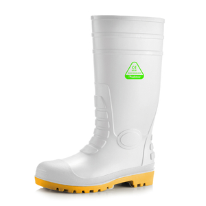 أحذية S5 Safety Wellington - أحذية عمل مقاومة للماء من مادة PVC ذات مقدمة فولاذية W-6038 باللون الأبيض