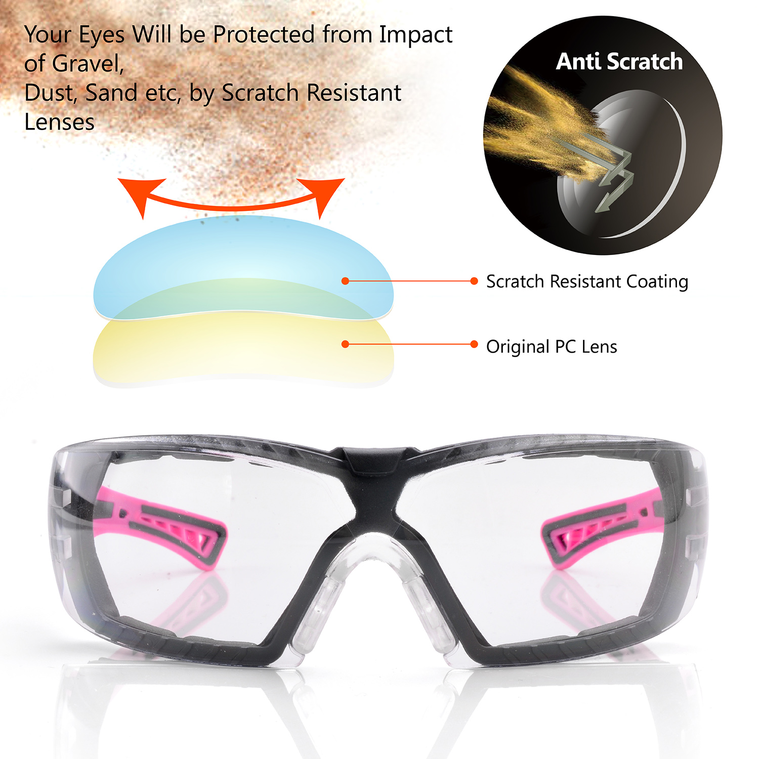 تصميمات ليدي نظارات أمان مضادة للضباب SG010