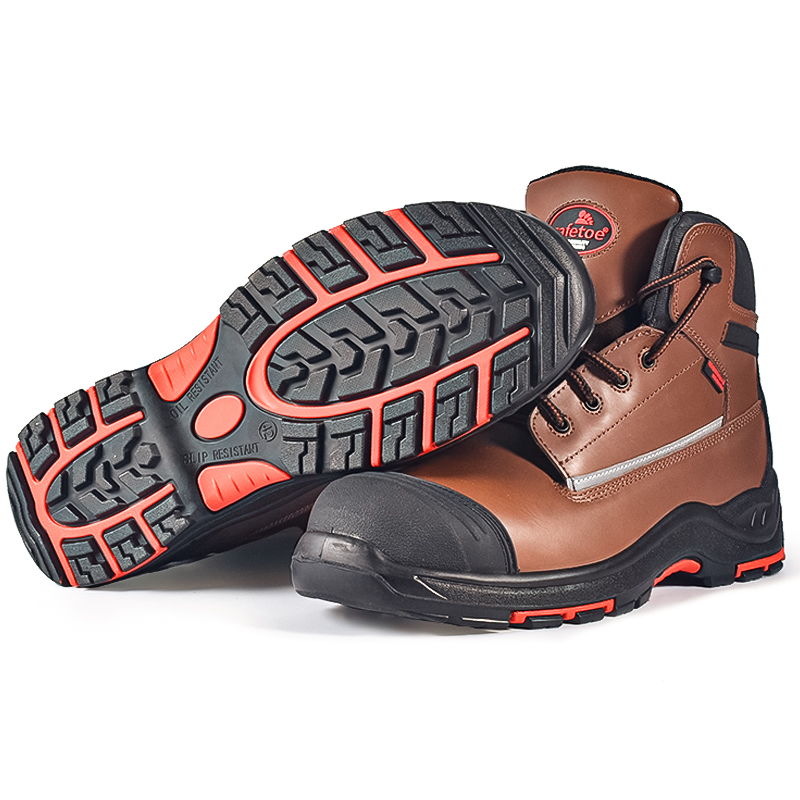 حذاء عمل جلدي مقاوم للماء M-8370 بني