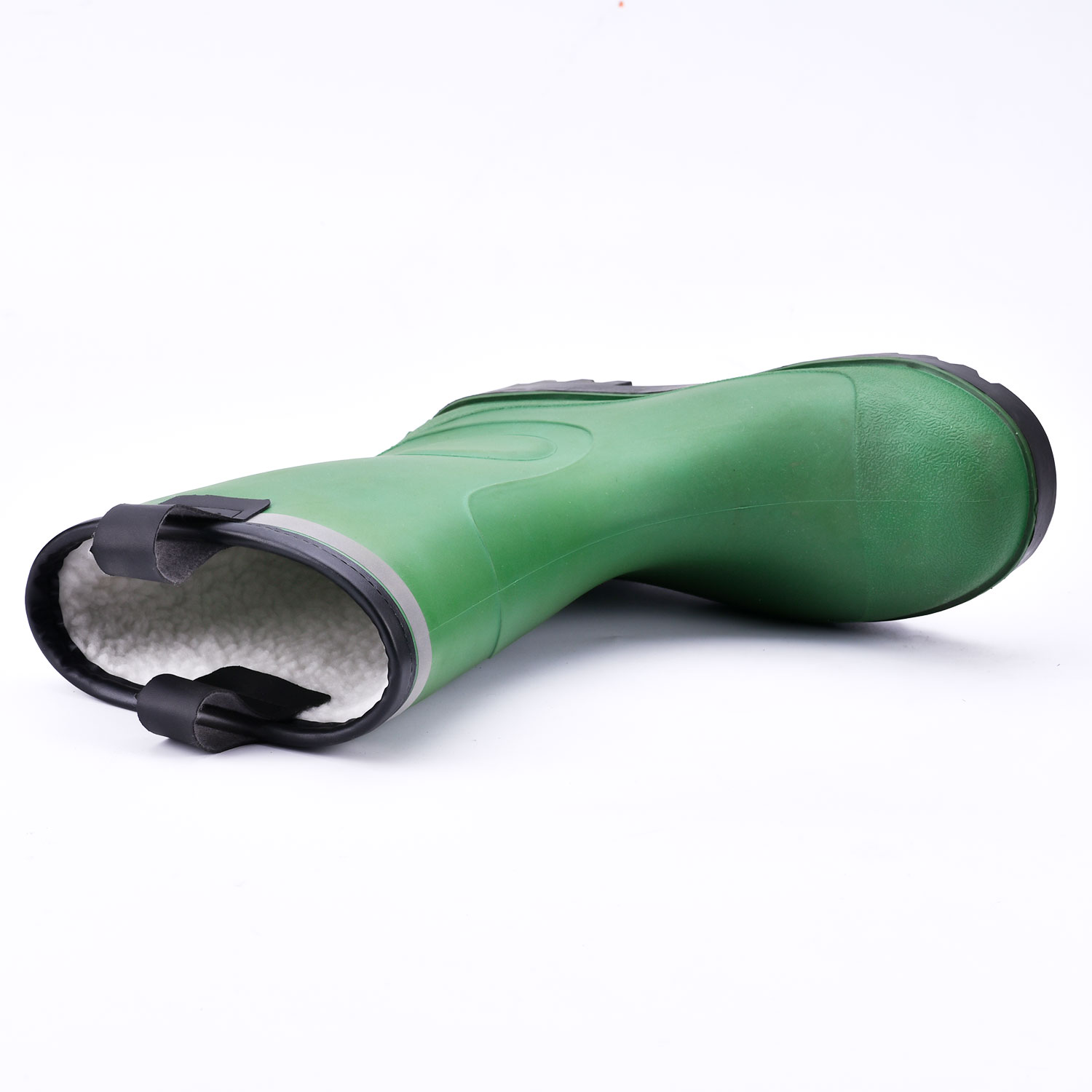 حذاء مطر مبطن بالفراء W-6037 أخضر منخفض