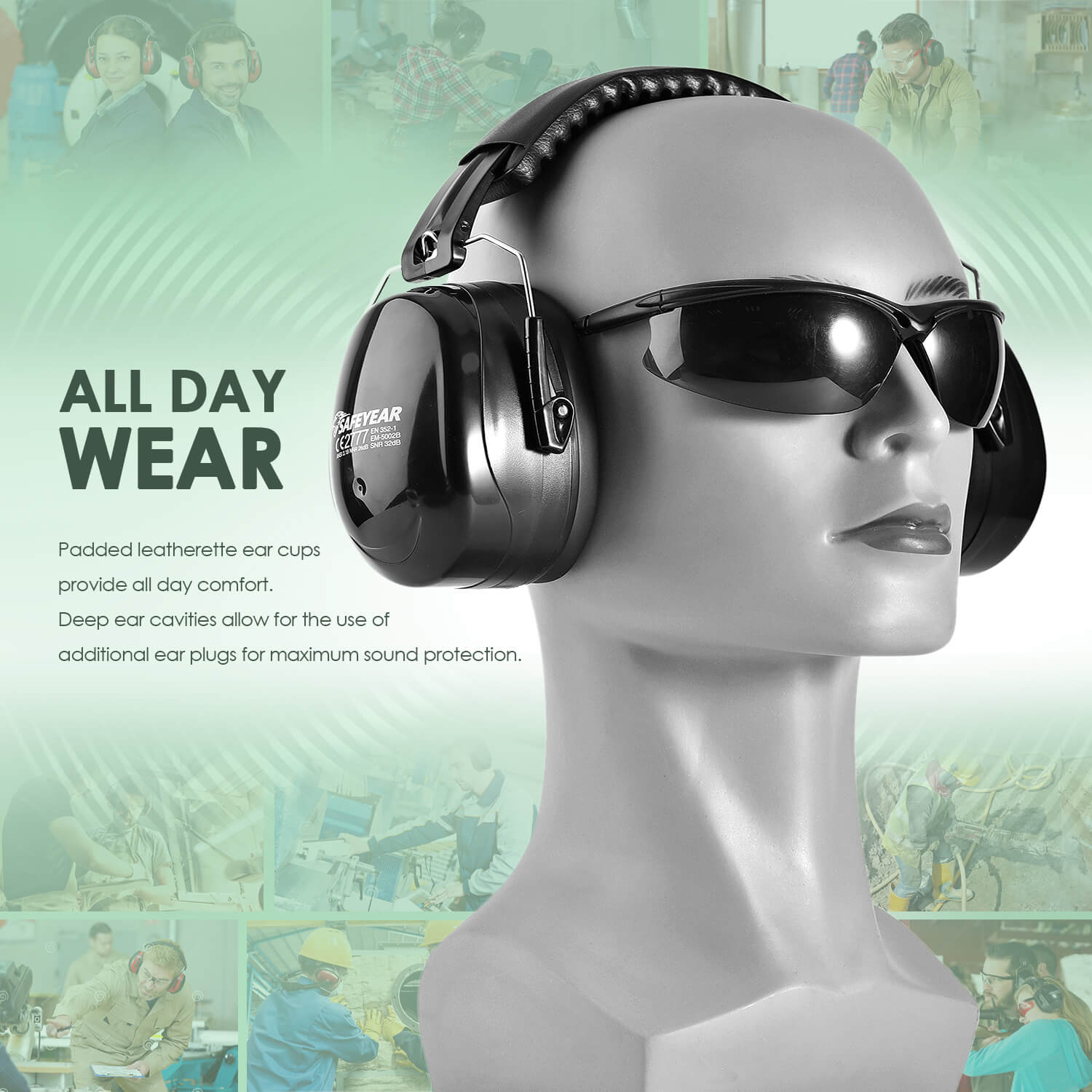 Ready Stock ABS واقية أذن EM-2023 أسود