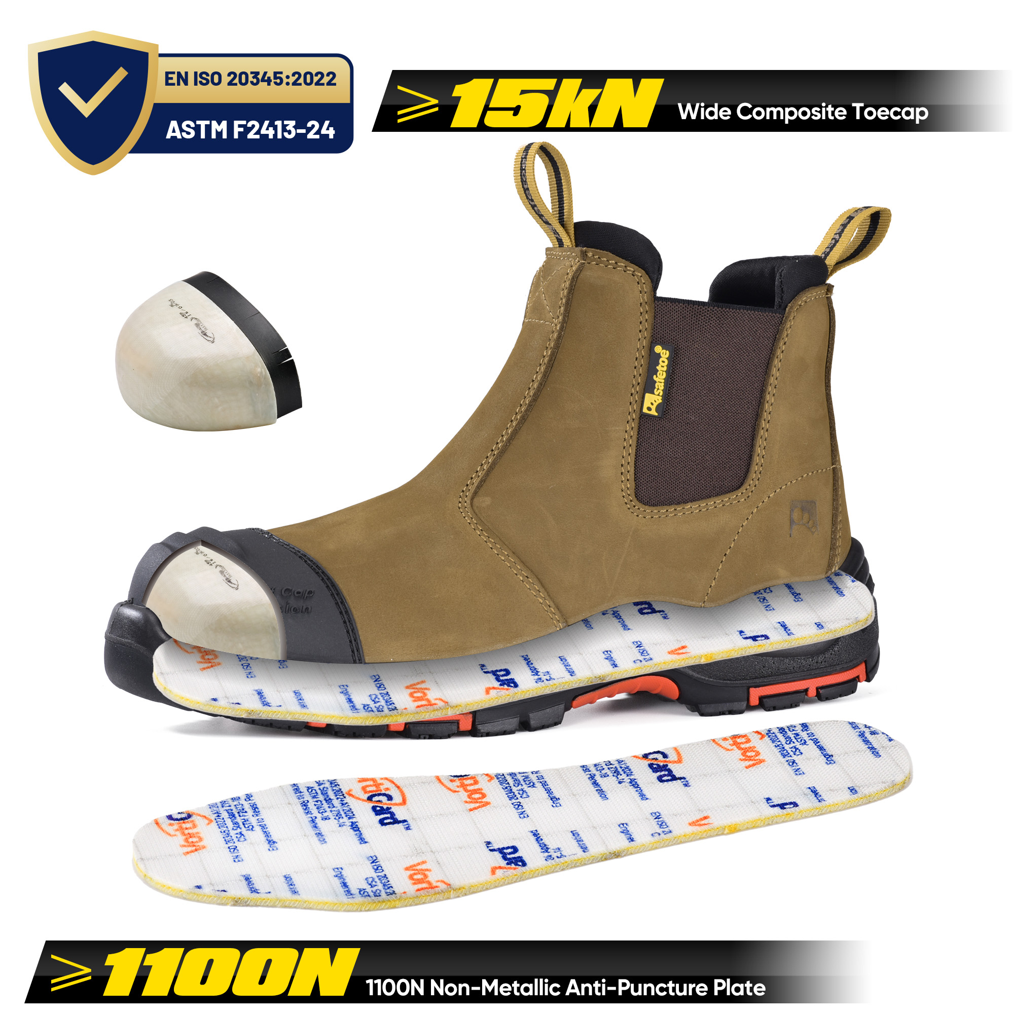 أحذية سلامة العمل المعزولة بالمطاط العازلة الكهربائية والمعتمدة من ASTM M-8025NB InstaGuard Chelsea