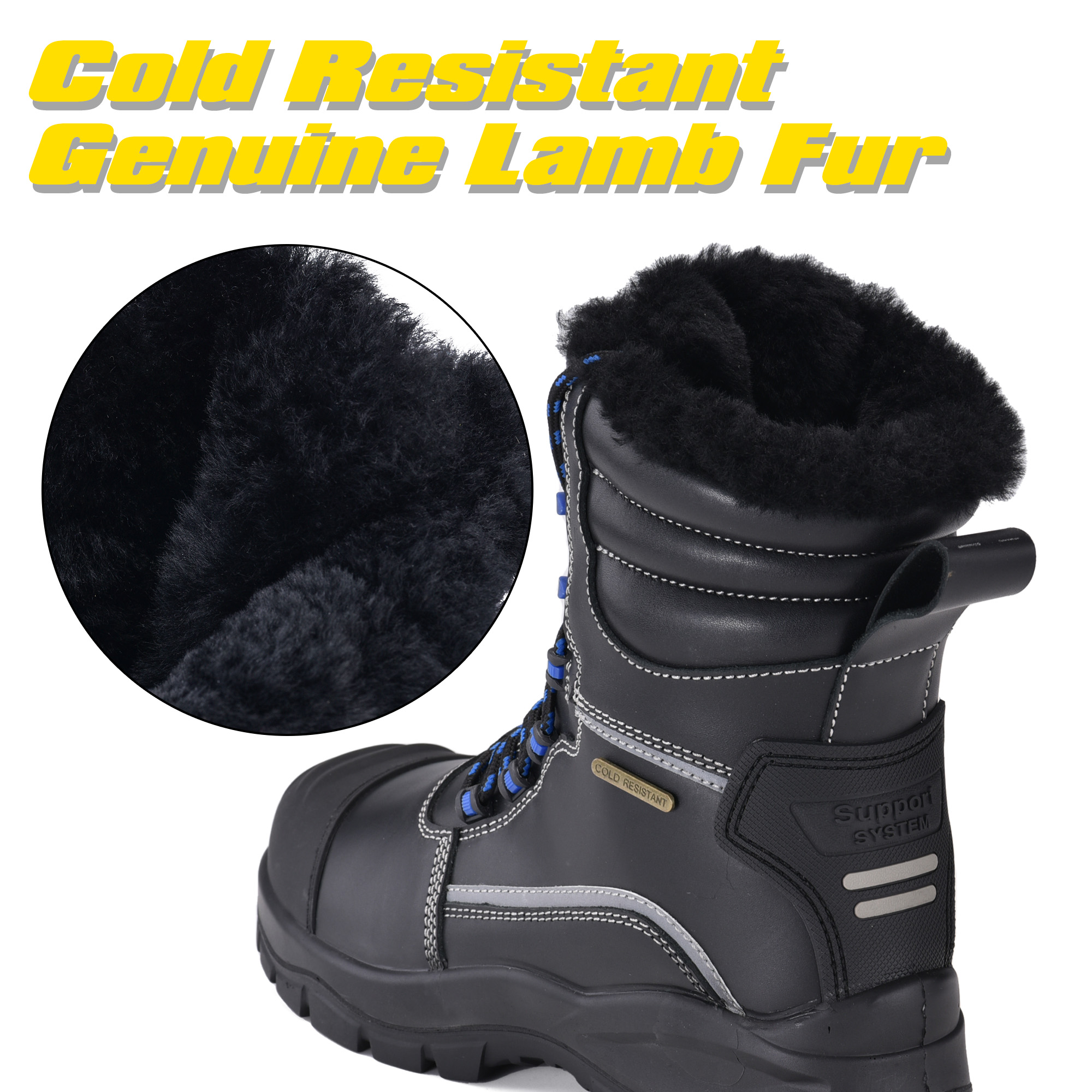 مقاوم للماء أحذية العمل الشتوية المتطرفة الصوف الطبيعي بطانة الجليد قبضة المضادة للانزلاق تسولي H-9550 IceShield Pro